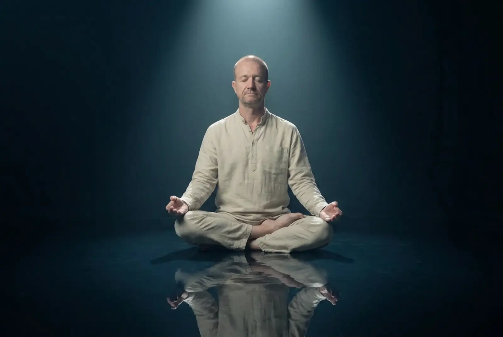 Mike im Schneidersitz in Gyan-Mudra — Kundalini-Yoga
